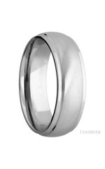 7 mm wide Domed Stepped Down Edges 14K White Gold band.