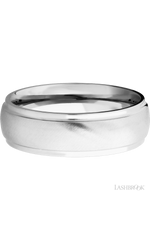 7 mm wide Domed Stepped Down Edges 14K White Gold band.