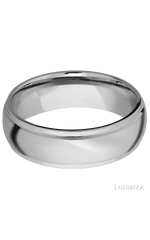 7 mm wide Domed Stepped Down Edges 14K White Gold band.