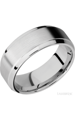 8 mm wide Stepped Bevel 14K White Gold band.