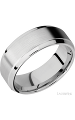 8 mm wide Stepped Bevel 14K White Gold band.