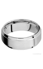 8 mm wide Stepped Bevel 14K White Gold band.