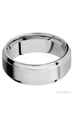 8 mm wide Stepped Bevel 14K White Gold band.