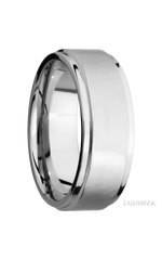 8 mm wide Flat Grooved Edges 14K White Gold band.