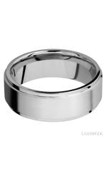 8 mm wide Flat Grooved Edges 14K White Gold band.