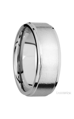 8 mm wide Flat Grooved Edges 14K White Gold band.