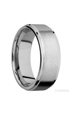 8 mm wide Flat Grooved Edges 14K White Gold band.