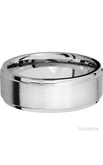 8 mm wide Flat Grooved Edges 14K White Gold band.