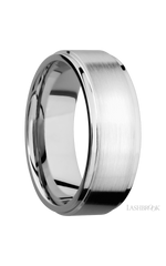 8 mm wide Flat Grooved Edges 14K White Gold band.