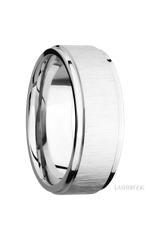 8 mm wide Flat Grooved Edges 14K White Gold band.