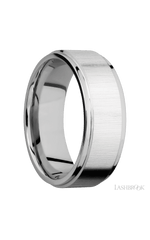 8 mm wide Flat Grooved Edges 14K White Gold band.