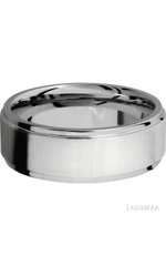 8 mm wide Flat Grooved Edges 14K White Gold band.