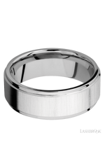 8 mm wide Flat Grooved Edges 14K White Gold band.