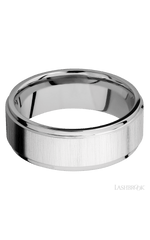 8 mm wide Flat Grooved Edges 14K White Gold band.