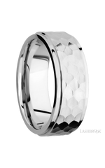 8 mm wide Flat Grooved Edges 14K White Gold band.