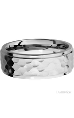 8 mm wide Flat Grooved Edges 14K White Gold band.