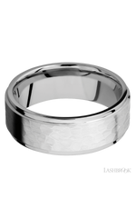 8 mm wide Flat Grooved Edges 14K White Gold band.