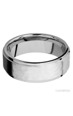 8 mm wide Flat Grooved Edges 14K White Gold band.