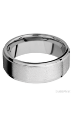 8 mm wide Flat Grooved Edges 14K White Gold band.