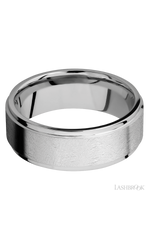 8 mm wide Flat Grooved Edges 14K White Gold band.