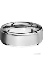 8 mm wide Flat Grooved Edges 14K White Gold band.