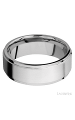 8 mm wide Flat Grooved Edges 14K White Gold band.