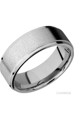8 mm wide Flat Grooved Edges 14K White Gold band.