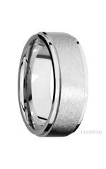 8 mm wide Flat Grooved Edges 14K White Gold band.