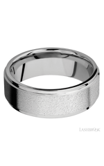 8 mm wide Flat Grooved Edges 14K White Gold band.