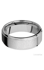 8 mm wide Flat Grooved Edges 14K White Gold band.