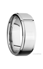 8 mm wide Flat Grooved Edges 14K White Gold band.