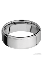 8 mm wide Flat Grooved Edges 14K White Gold band.