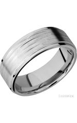 8 mm wide Flat Grooved Edges 14K White Gold band.