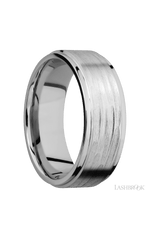 8 mm wide Flat Grooved Edges 14K White Gold band.