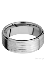 8 mm wide Flat Grooved Edges 14K White Gold band.