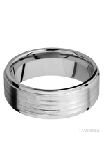 8 mm wide Flat Grooved Edges 14K White Gold band.