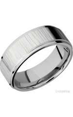 8 mm wide Flat Grooved Edges 14K White Gold band.