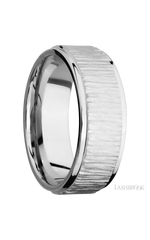 8 mm wide Flat Grooved Edges 14K White Gold band.