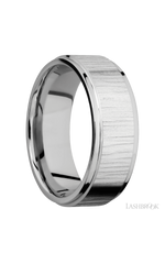 8 mm wide Flat Grooved Edges 14K White Gold band.