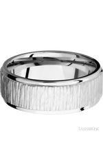 8 mm wide Flat Grooved Edges 14K White Gold band.