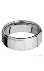 8 mm wide Flat Grooved Edges 14K White Gold band.
