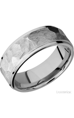 8 mm wide Flat Grooved Edges 14K White Gold band.