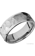 8 mm wide Flat Grooved Edges 14K White Gold band.