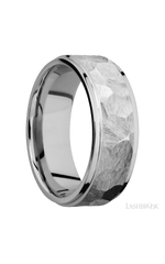 8 mm wide Flat Grooved Edges 14K White Gold band.