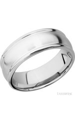 8 mm wide Domed Rounded Edges 14K White Gold band.