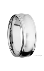 8 mm wide Domed Rounded Edges 14K White Gold band.