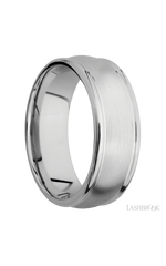 8 mm wide Domed Rounded Edges 14K White Gold band.