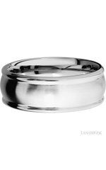 8 mm wide Domed Rounded Edges 14K White Gold band.