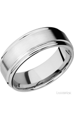 8 mm wide Flat Rounded Edges 14K White Gold band.