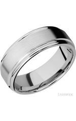 8 mm wide Flat Rounded Edges 14K White Gold band.